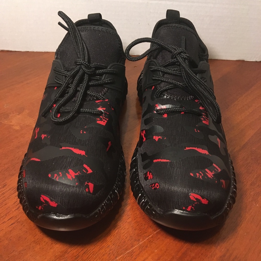 Indestructible Steel Toe Black and Red Camo X Shoes